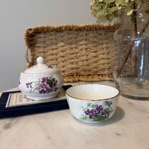 Vintage Allyn Nelson Fine Bone China English Floral Sugar Bowl